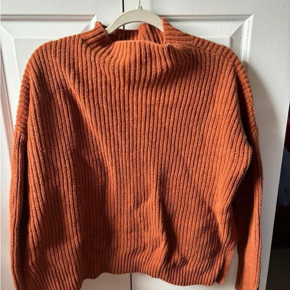 Cozy Orange Ribbed Sweater